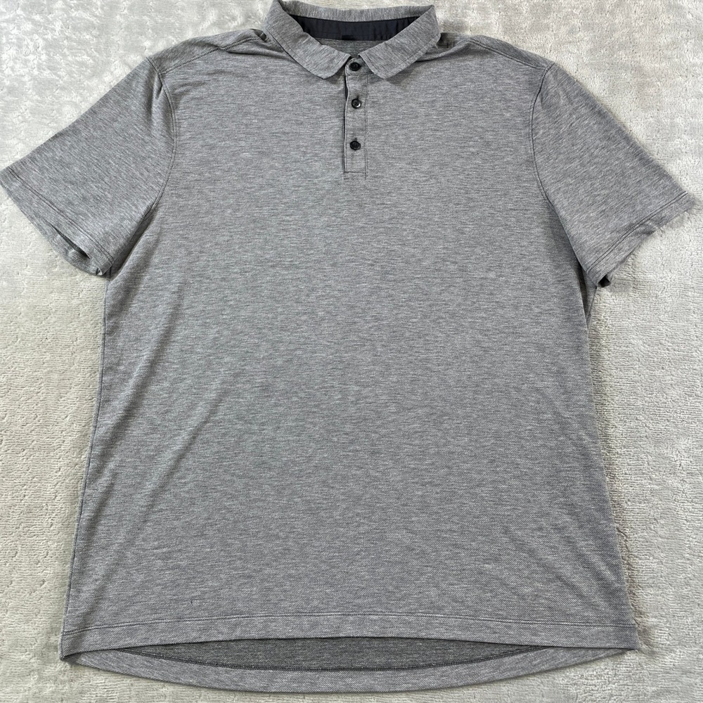 Lululemon Evolution Polo Shirt Mens XL Heathered Grey Golf Casual Preppy Light